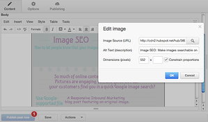 How to add alt text to an image in the Hubspot platform