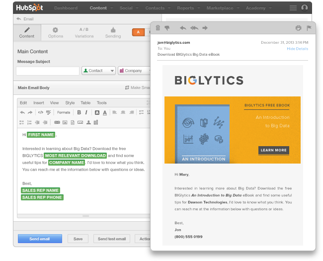 personalize emails with HubSpot COS