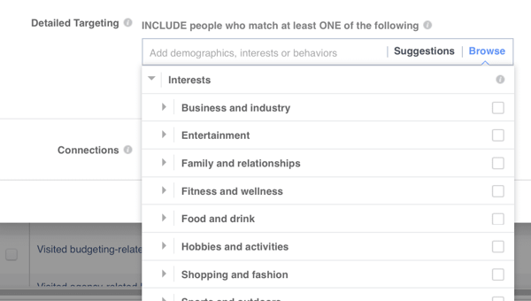 Facebook ads targeting by interests